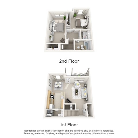 A diagram shows the layout of a one and two bedroom apartment.